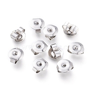 304 Stainless Steel Ear Nuts, Friction Earring Backs for Stud Earrings, 6x6.5x3mm, Hole: 0.8mm(STAS-E019-2B)