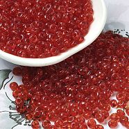 Transparent Colours Glass Seed Beads, Fringe Teardrop Beads, FireBrick, 6/0, 4~4.5x3~3.5x4~4.5mm, Hole: 1~1.2mm, about 5625pcs/pound(SEED-P006-02A-06)
