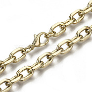 Iron Cable Chains Necklace Making, with Brass Lobster Clasps, Unwelded, Light Gold, 17.91 inch(45.5cm) long, Link: 11x7x2mm, Jump Ring: 7x1mm, 4.5mm inner diameter(MAK-N034-003B-KC)