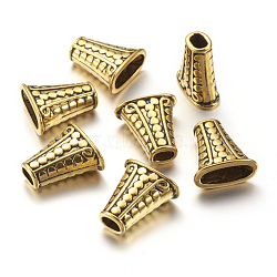 Tibetan Style Alloy Bead Cones, For Tassels Pendant, Antique Golden, Lead Free, Cadmium Free and Nickel Free, Trapezoid, Size: about 17mm wide, 18mm long, 9mm thick, hole: 4mm(GLF1281Y-NF)