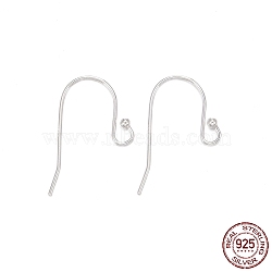 925 Sterling Silver Earring Hooks, with 925 Stamp, Silver,20~21.5x11x1.5mm, Pin: 0.7mm(X-STER-K167-051A-S)