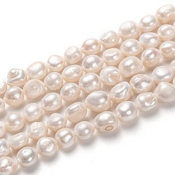 Natural Cultured Freshwater Pearl Beads Strands, Potato, White, 12~18x11~17mm, Hole: 0.8mm, about 28pcs/strand, 1.36~1.38 inch(34.5~35cm)(PEAR-L033-41B-01)