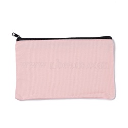 Rectangle Canvas Jewelry Storage Bag, with Black Zipper, Cosmetic Bag, Multipurpose Travel Toiletry Pouch, Pink, 20x13x0.3cm(ABAG-H108-02A)