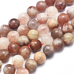 Natural Sunstone Beads Strands, Round, 10mm, Hole: 1mm, about 39pcs/Strand, 15.75 inch(40cm)(G-D0001-05-10mm)