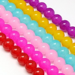 Imitation Jade Glass Round Bead Strands, Mixed Color, 10mm, Hole: 1mm, about 42pcs/strand, 15.7 inch(GLAA-A022C-10mm-M)