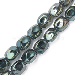 Electroplate Glass Beads Strands, Half Plated, Oval, Dark Slate Gray, 12x10.5x10mm, Hole: 1.2mm, about 50Pcs/strand, 23.62 inch(60cm)(X-EGLA-N008-016-B01)