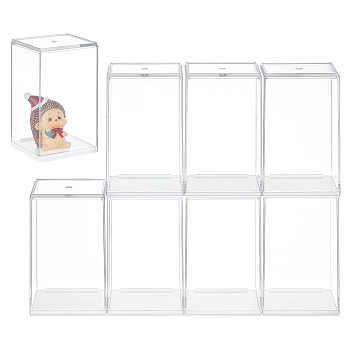 8 Sets PET Plastic Minifigures Display Case, Dustproof Dolls Display Box for Models Toys Action Figures, Rectangle, Clear, 6.3x5.6x10.2cm