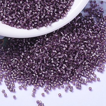 MIYUKI Delica Beads, Cylinder, Japanese Seed Beads, 11/0, (DB2169) Duracoat Silver Lined Dyed Lilac, 1.3x1.6mm, Hole: 0.8mm, about 2000pcs/10g