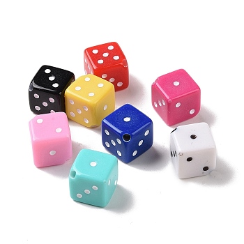 Opaque Acrylic Beads, Dice, Mixed Color, 12x12x12mm, Hole: 2.1mm, about 240pcs/500g
