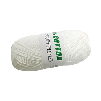 9-Ply Combed Cotton Yarn, for Weaving, Knitting & Crochet, White, 1~1.5mm, 100g/skein, 2 skeins/box