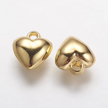 CCB Plastic Heart Pendants, Golden, 16x14x7mm, Hole: 2.5mm