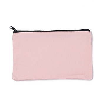 Rectangle Canvas Jewelry Storage Bag, with Black Zipper, Cosmetic Bag, Multipurpose Travel Toiletry Pouch, Pink, 20x13x0.3cm