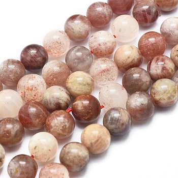 Natural Sunstone Beads Strands, Round, 10mm, Hole: 1mm, about 39pcs/Strand, 15.75 inch(40cm)