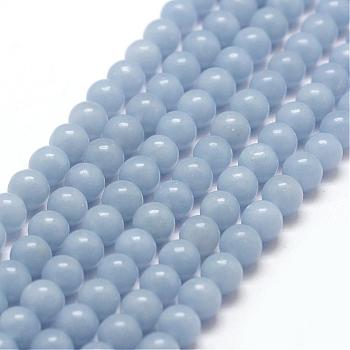 Natural Angelite Beads Strands, Anhydrite Beads, Round, Light Steel Blue, 6mm, Hole: 1mm, about 65pcs/strand, 15.7 inch