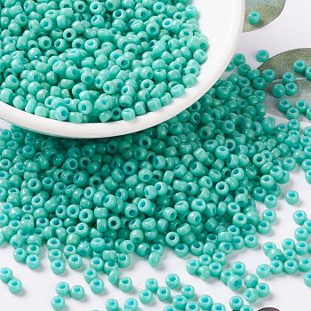 MIYUKI Round Rocailles Beads, Japanese Seed Beads, (RR4475) Duracoat Dyed Opaque Sea Opal, 8/0, 3mm, Hole: 1mm, about 422~455pcs/bottle, 10g/bottle
