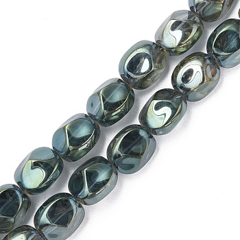 Electroplate Glass Beads Strands, Half Plated, Oval, Dark Slate Gray, 12x10.5x10mm, Hole: 1.2mm, about 50Pcs/strand, 23.62 inch(60cm)