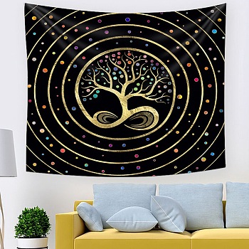 Polyester Wall Hanging Tapestry, for Bedroom Living Room Decoration, Square, Tree of Life, 1500x1500mm