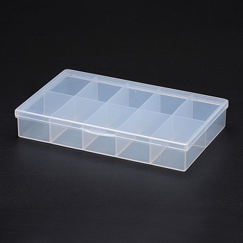 Polypropylene Plastic Bead Storage Containers, 10 Compartments, Rectangle, Clear, 162x100x26mm
