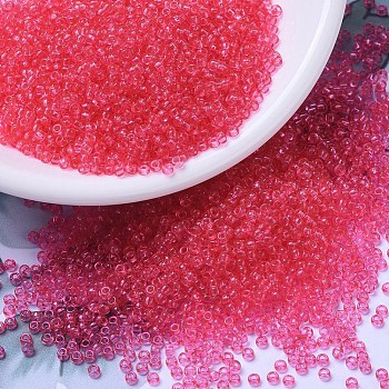 MIYUKI Round Rocailles Beads, Japanese Seed Beads, 11/0, (RR1308) Dyed Transparent Bubble Gum Pink, 2x1.3mm, Hole: 0.8mm, about 1111pcs/10g