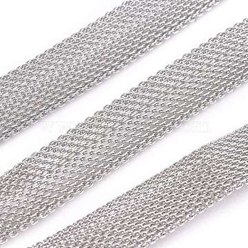 Nickel Free Iron Mesh Chains Network Chains, Unwelded, with Spool, Platinum Color, about: 10mm wide, 2mm thick, about 164.04 Feet(50m)/roll(CHN014Y-NF)
