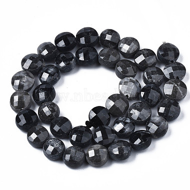 Natürliche schwarze Seide Stein / Netstone Perlen Stränge(G-S359-367)-2