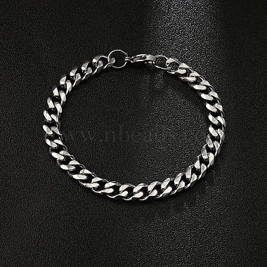 201 Stainless Steel Curb Chain Bracelets with Lobster Claw Clasps for Men(BJEW-P316-01B-P)-3
