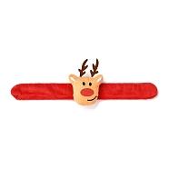 Christmas Slap Bracelets, Snap Bracelets for Kids and Adults Christmas Party, Christmas Reindeer/Stag, Sandy Brown, 24.5x2.5x0.2cm(BJEW-B012-02)