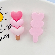 Valentine's Day Opaque Resin Decoden Cabochons, Triple Heart, Pearl Pink, 33x15mm(PW-WG28439-01)
