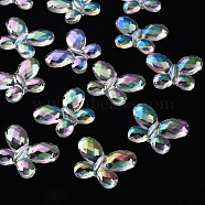 Transparent Acrylic Beads, AB Color, Faceted, Butterfly, Clear AB, 23x30x6mm, Hole: 2mm(MACR-S374-12D-01)
