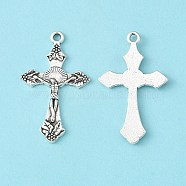 Tibetan Style Alloy Pendants, For Easter, Lead Free and Cadmium Free, Antique Silver, Crucifix Cross, 33.5mm long, 20.5mm wide, 2.5mm thick, hole: 2mm(X-LF11118Y)