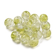 Transparent Spray Painting Crackle Glass Beads, Round, Yellow, 8mm, Hole: 1.6mm, 300pcs/bag(GLAA-L046-01B-10)