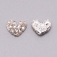 Alloy Heart Cabochons, with Rhinestone, for Nail Art Decoration Accessories, Crystal, 6x7x2mm(MRMJ-WH0078-12)