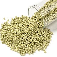 TOHO Round Seed Beads, Japanese Seed Beads, Frosted, (559F) Matte Galvanized Golden Pear, 11/0, 2.2mm, Hole: 0.8mm, about 1110pcs/10g(X-SEED-TR11-0559F)