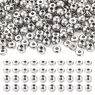 Pandahall 200Pcs 2 Styles 304 Stainless Steel Spacer Beads, Solid Round & Flat Round, Stainless Steel Color, 6x6mm, Hole: 2mm, 100pcs/style(STAS-TA0002-48)