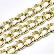 Aluminium Curb Chains, with Spool, Unwelded, Golden, 11.5x8x1.8mm, about 82.02 Feet(25m)/roll(CHA-T001-22G)