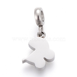 304 Stainless Steel Charms, with Tube Bails, Manual Polishing, Baby Carriage, Stainless Steel Color, 14.6mm, Pendant: 9.2x6.4x1.8mm, Hole: 2.5mm(STAS-F259-012P)