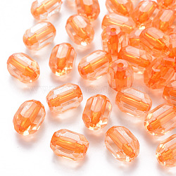 Transparent Acrylic Beads, Oval, Faceted, Orange, 14x10x10mm, Hole: 2mm, about 377pcs/500g(TACR-S154-24A-84)