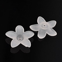 Frosted Acrylic Flower Beads, White, 17x16.5x4mm, Hole: 1.5mm, about 1440pcs/500g(PAB1936Y-10)