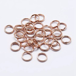 925 Sterling Silver Double Loop Jump Rings, Round Rings, Rose Gold, 5x1mm, Inner Diameter: 3.5mm(STER-F036-01RG-0.6x5mm)