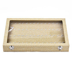 Cloth and Wood Pendant Display Boxes, with Glass, Rectangle, Navajo White, 24x35x4.5cm(ODIS-R003-10)
