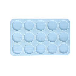DIY Food Grade Silicone Irregular Flat Round Phone Grid Cabochon Molds, Resin Casting Molds, for UV Resin, Epoxy Resin Craft Making, 15 Cavities, Sky Blue, 180x295x2mm, Inner Diameter: 50mm(SIMO-PW0011-30)