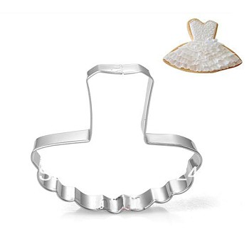 304 Stainless Steel Cookie Cutters, Cookies Moulds, DIY Biscuit Baking Tool, Dress, Stainless Steel Color, 55x72mm