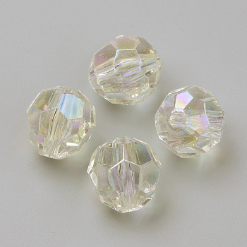 Transparent Acrylic Beads, AB Color, Faceted, Round, Clear AB, 6mm, Hole: 1.5mm, about 4800pcs/500g