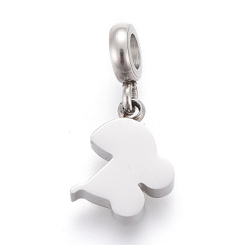 304 Stainless Steel Charms, with Tube Bails, Manual Polishing, Baby Carriage, Stainless Steel Color, 14.6mm, Pendant: 9.2x6.4x1.8mm, Hole: 2.5mm