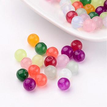 Natural White Jade Beads, Dyed, Round, Mixed Color, 6mm, Hole: 1mm