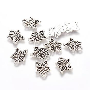 Tibetan Style Alloy Pendants, Lead Free & Cadmium Free, Antique Silver, Butterfly, 15x12.5x2mm, Hole: 2mm