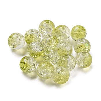 Transparent Spray Painting Crackle Glass Beads, Round, Yellow, 8mm, Hole: 1.6mm, 300pcs/bag