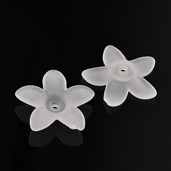 Frosted Acrylic Flower Beads, White, 17x16.5x4mm, Hole: 1.5mm, about 1440pcs/500g