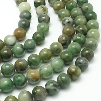 Natural African Jade Beads Strands, Round, Grade AB,Dark Sea Green, 6mm, Hole: 1mm, about 61pcs/strand, 15.3 inch