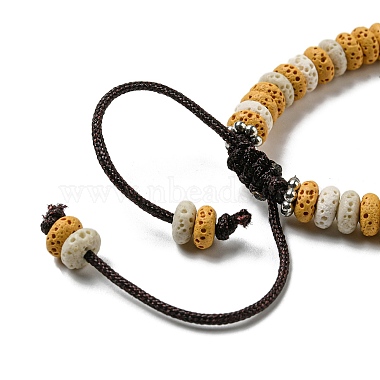 bracelet de perles tressées réglable en pierre de lave naturelle teint en disque(BJEW-G691-01A)-3